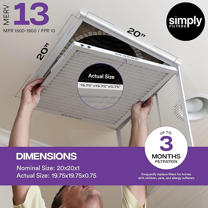 Simply 20x20x1 Air Filter, Merv 13, 6 Pack, - Image 3