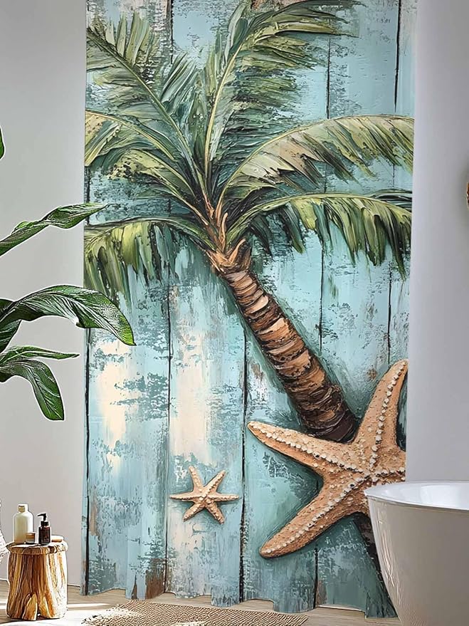 Sheer Curtains 96 Inches Long, Coastal Blue Green Tree Semi Sheer Curtains - Image 4
