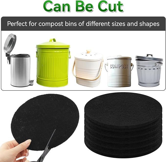 12 Pack Charcoal Filters for Compost Bucket, 6.7 Inch Compost Filters for - Image 3