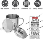 Bacon Grease Container with Strainer, Stainless Steel Oil Storage Can Container - Image 8