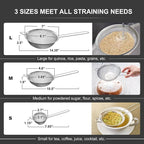 Walfos Fine Mesh Strainer Set of 3, Stainless Steel Wire Strainers - Image 2