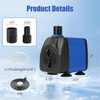 AQUANEAT Small Fountain Pump, 160 GPH Mini Submersible Water Pump - Image 2