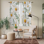 Spring Daisy Kitchen Curtains, Farmhouse Country Flower Leaf Plant Wood Grain - Image 7