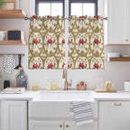 2 Panel Kitchen Cafe Curtains, Camels Palm Trees Sunlight Filtering Nature Air - Image 2