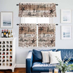 Kitchen Curtains Tiers and Valance Set of 3, Rustic Star Brown Light Filtering - Image 6