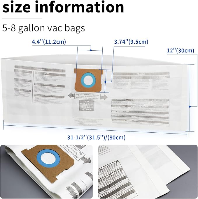 10 Pack Shop Vac 5-8 Gallon Filter Bags, ALYYDBG Type E 90661 9066100 9066133 - Image 5