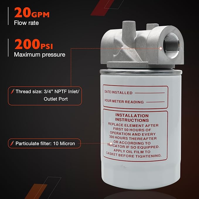 Spin-On Hydraulic Oil Filter Assembly 10 Micron - Image 2