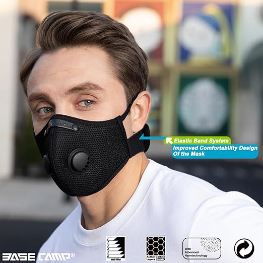 BASE CAMP Upgrade M Plus Dust Mask 2 Pack, Breathable Reusable Dust Face Mask - Image 2