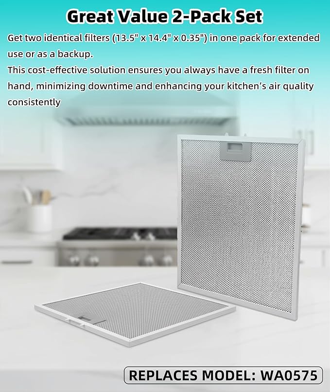 2 Pack WA0575 Range Hood Filters 13.5" x 14.4" x 0.35", 5-Layer Aluminum Mesh - Image 5