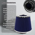 RYANSTAR RACING 63mm 2.5" High Flow Round Tapered Cone Cool Air Filter Cleaner - Image 6
