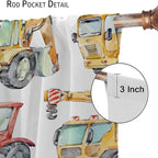 Kids Excavator Curtains, Retro Truck Tractor Machinery Construction Vehicle - Image 6