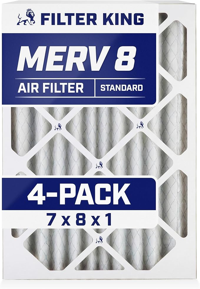 Filter King 7x8x1 Air Filter | 4-PACK | MERV 8 HVAC Pleated A/C Furnace Filters by FilterKing