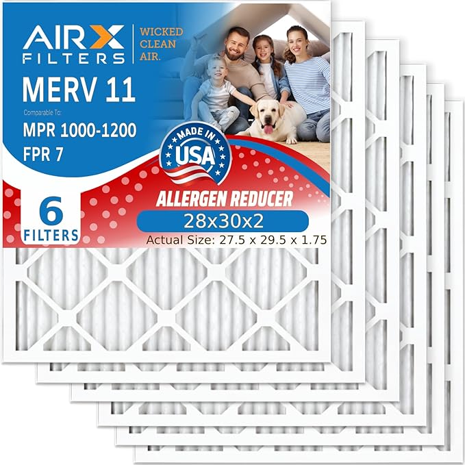 AIRX FILTERS WICKED CLEAN AIR. 28x30x2 Air Filter MERV 11 Electrostatic Pleated by AIRXFILTERSWICKEDCLEANAIR