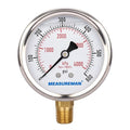MEASUREMAN 2-1/2inch Dial Size, Oil Filled Pressure Gauge, 0-600psi/4000kpa by MEASUREMAN