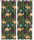 2 Panel Kitchen Cafe Curtains, Retro Desert Camel Sunlight Filtering Nature Air by Hokiten