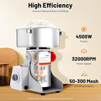 Electric Grain Mill, 2500g Capacity High-speed Grain Mill Grinder, Food-grade - Image 4
