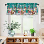 Kitchen Curtains Tiers and Valance Set of 3, Spring Flowers Light Filtering - Image 4