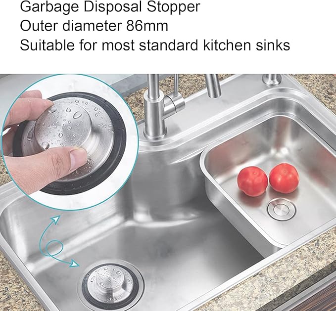 Kitchen Sink Stopper, Odorless Sink Plug Cover, Stainless Steel Garbage - Image 2