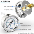 MEANLIN MEASURE 0~30Psi Dry Low Pressure Gauge Stainless Steel 1/4" NPT 2" FACE - Image 4