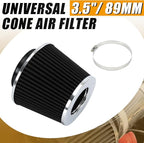 PTNHZ Universal Black 3.5" 89mm High Flow Cold Air Intake Cone Air Filter Power - Image 2