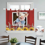 Pig Sunflowers Bedroom Curtains 63 Inch Length, Window Curtains Tab Top - Image 4