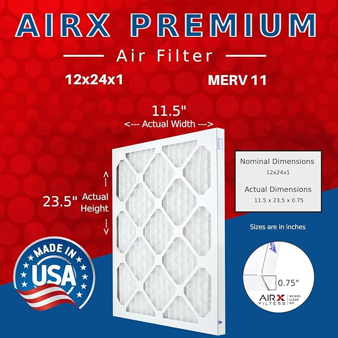 AIRX FILTERS WICKED CLEAN AIR. 12x24x1 Air Filter MERV 11 Electrostatic Pleated - Image 2