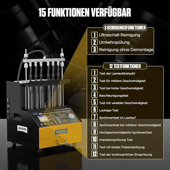 AUTOOL Automotive 6-Cylinder 110V GDI Fuel Injector Cleaning Machine, EFI Fuel - Image 4