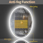LUVODI Lighted LED Bathroom Mirror: 28”x20” Oval Anti-Fog Dimmable Wall Mounted - Image 5