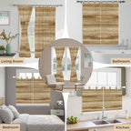 Light Brown Wood Grain Kitchen Curtains 36 Inch Length, Small Window Curtains - Image 7