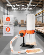 VEVOR Dust Collector, 800 CFM 2.5 Micron Vortex Cone Dust Collectors, 1HP - Image 2