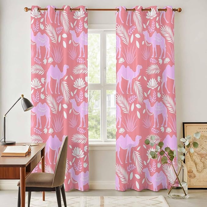 2 Panel Kitchen Cafe Curtains, Desert Camel Sunlight Filtering Nature Air - Image 4