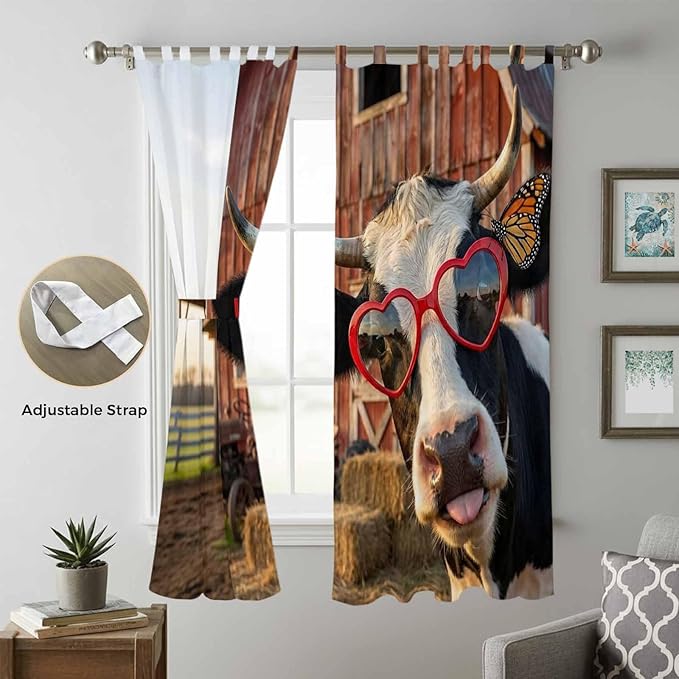Farm Cows Living Room Curtains 96 Inch Length, Window Curtains Tab Top - Image 5