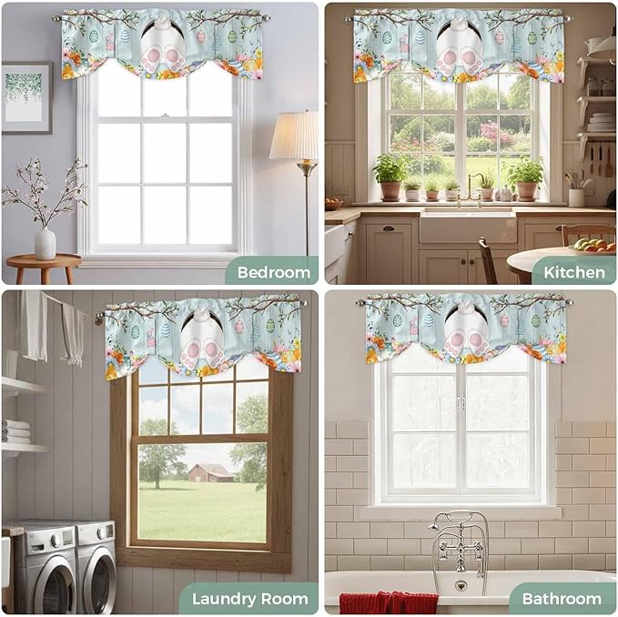 Easter Bunny Tie Up Valance Curtains - Image 8