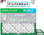Filterbuy 21x21x1 Air Filter MERV 8 Essential Dust & Allergy Defense, by Filterbuy