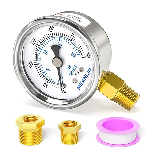 MEANLIN MEASURE 0~300Psi Dry Pressure Gauge Stainless Steel 1/4" NPT 2" FACE by MEANLINMEASURE