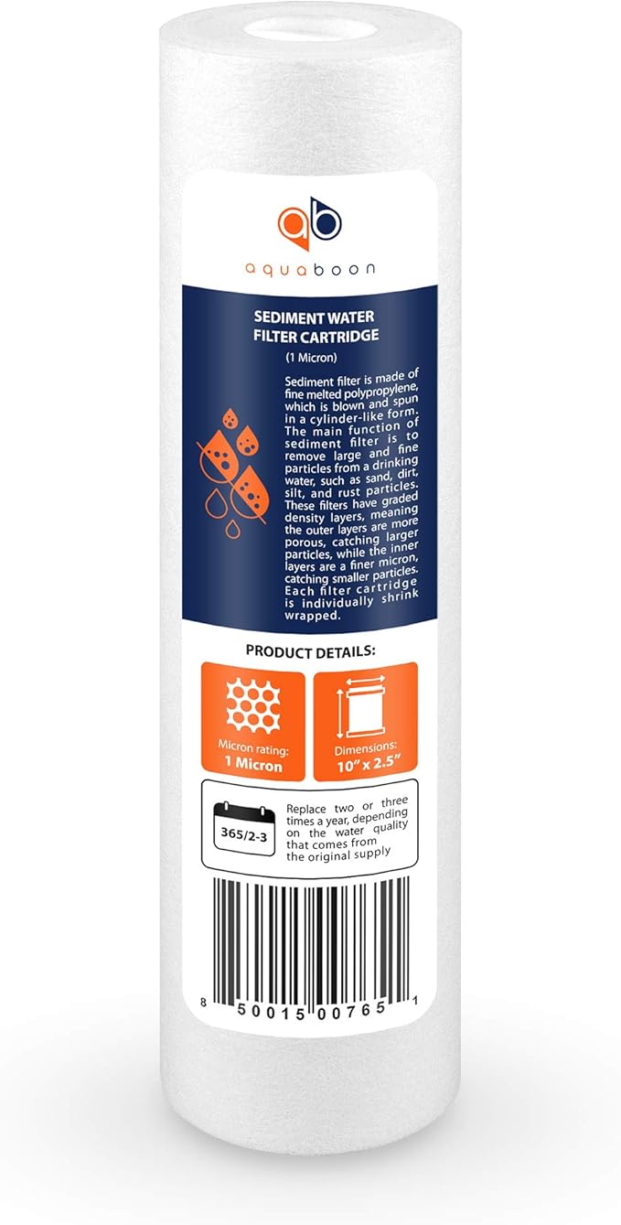 Aquaboon 10” x 2.5” Whole House and Reverse Osmosis Sediment 1 Micron Water - Image 11