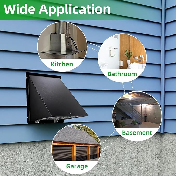 7 Inch Hooded Wall Vent with Mesh and Damper, Outside Wall Vent Hood Exterior - Image 7