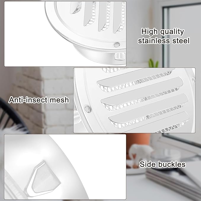 Zonon 24 Pcs Stainless Steel Soffit Vents 4 Inch Round Dryer Vent Cover - Image 5