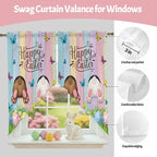 Swag Curtain Valances for Kitchen Windows, Happy Easter Rabbit Butt Egg on - Image 9