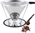 Pour Over Coffee Dripper, Reusable Cone Coffee Filter 1-4 cup, Stainless Steel by Gocoffun