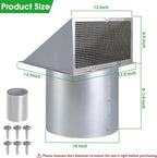 10 Inch Hooded Wall Vent with Screen and Damper, Outdoor Wall Exhaust Vent - Image 2