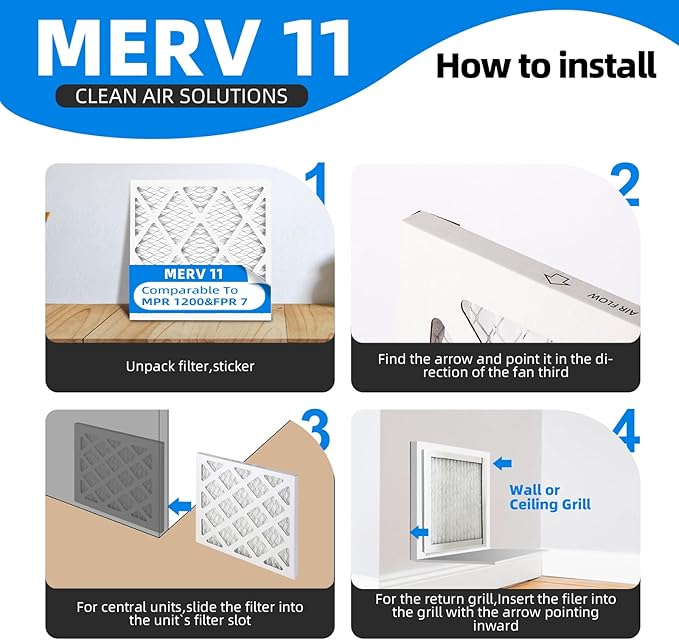 14x25x1 Air Filter, MPR 1200 & FPR 7, MERV 11 Pleated Air Filter - Image 5