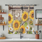Farmhouse Sunflowers Bedroom Curtains 72 Inch Length, Window Curtains Tab Top - Image 3