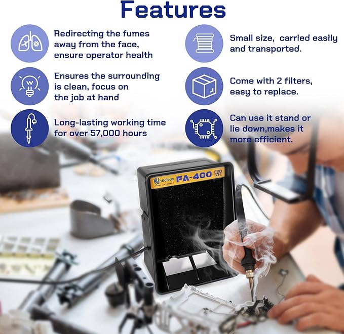 Antidious Fume Extractor Anti-ESD Solder Smoke Absorber Portable Filter - Image 4