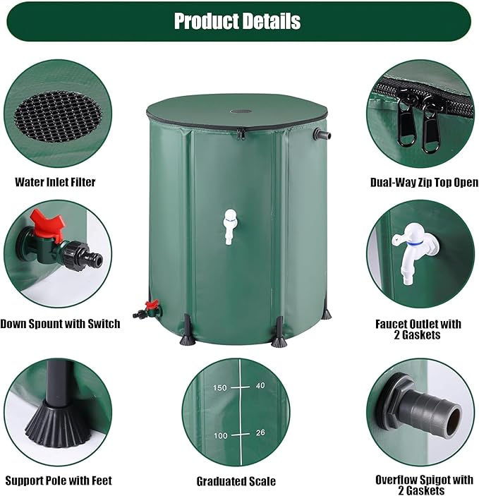 THUNDERBAY 60 Gallon Collapsible Rain Barrel, Portable Rain Barrels to Collect - Image 4