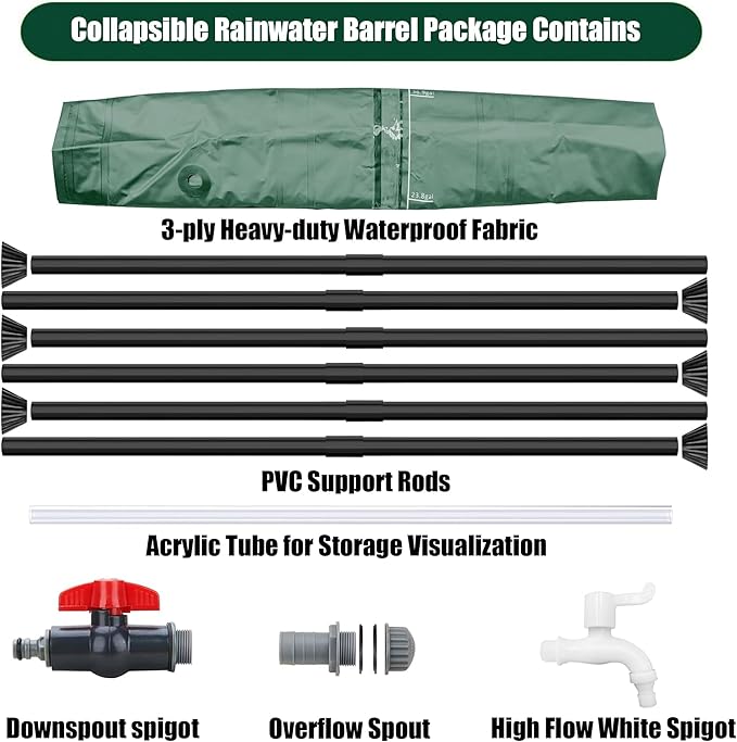 THUNDERBAY 100 Gallon Collapsible Rain Barrel, Portable Rain Barrels to Collect - Image 3