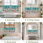 Spring Flowers Tier Curtains, Farmhouse Watercolor Teal Wood Grain Light - Image 8