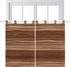 Brown Western Kitchen Curtains 45 Inch Length, Short Cafe Window Curtains Tab by Unknown
