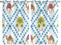2 Panel Kitchen Cafe Curtains, Camels Palm Trees Sunlight Filtering Nature Air by Hokiten