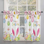 Happy Easter Kitchen Curtains 54 Inches Length, Spring Watercolor Bunny Eggs - Image 2